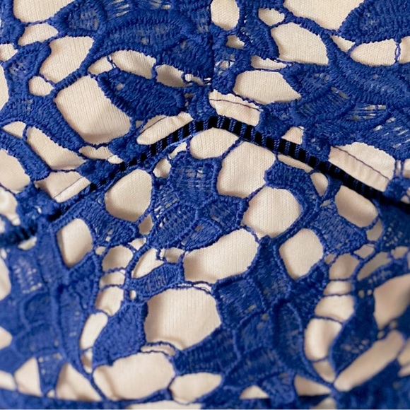 Anthropologie Lace Slip Boho Women's Dress Navy Blue Midi Built In Bra XS - Picture 7 of 13